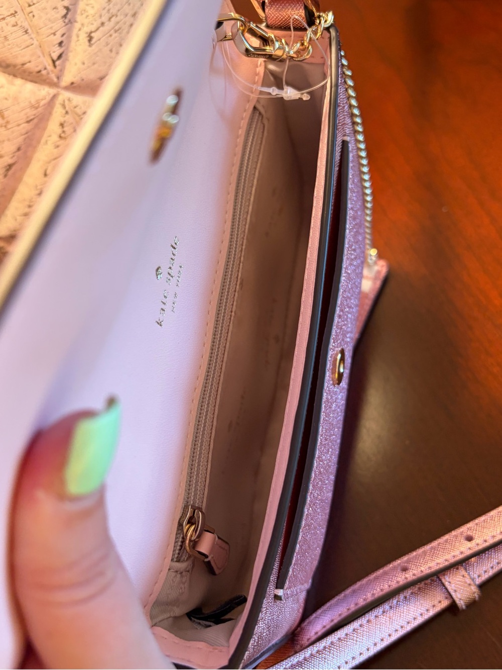 NWT Kate Spade Pink Glimmer Glitter Crossbody/Card Holder Duo - Picture 9 of 13